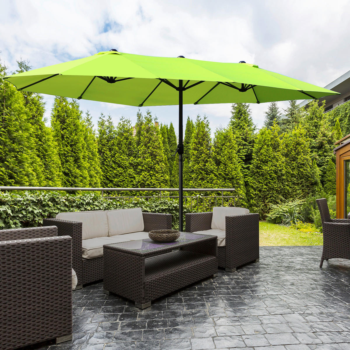Outsunny Sonnenschirm grün Stahl B/H/L: ca. 270x240x460 cm Sonnenschirm - grün (460,00/270,00/240,00cm) - Outsunny