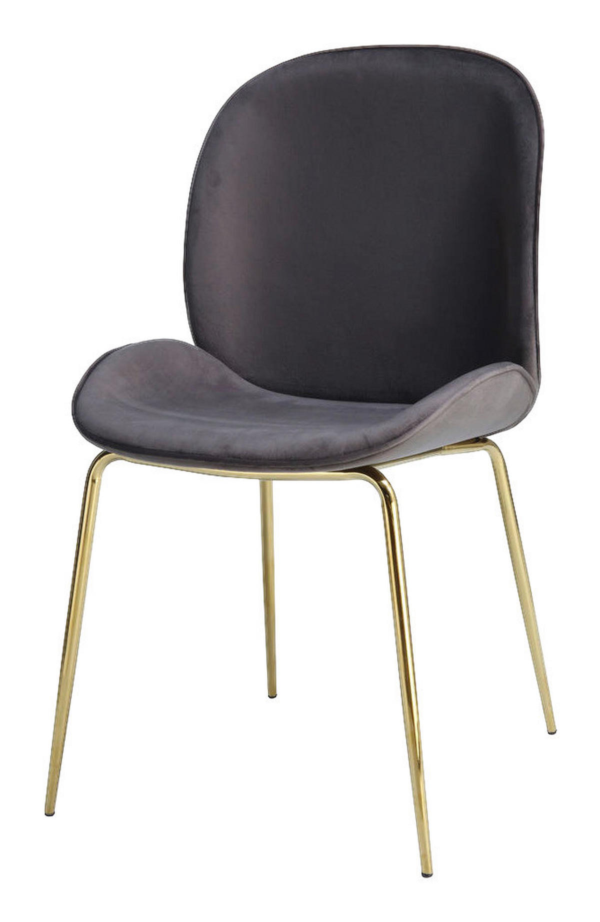 Stuhl Charlize 100 2er grau Microfaser B/H/T: ca. 48x87x59 cm Charlize 100 2er - messing/grau (48,00/87,00/59,00cm) - 360 Living