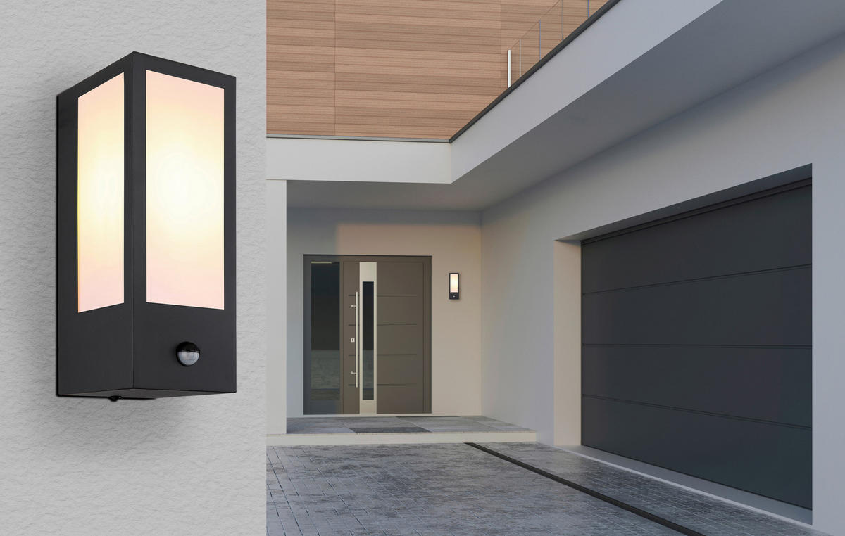 Außenleuchte mattschwarz B/H: ca. 12x32 cm GUNDULA - mattschwarz (12,00/32,00cm) - GLOBO