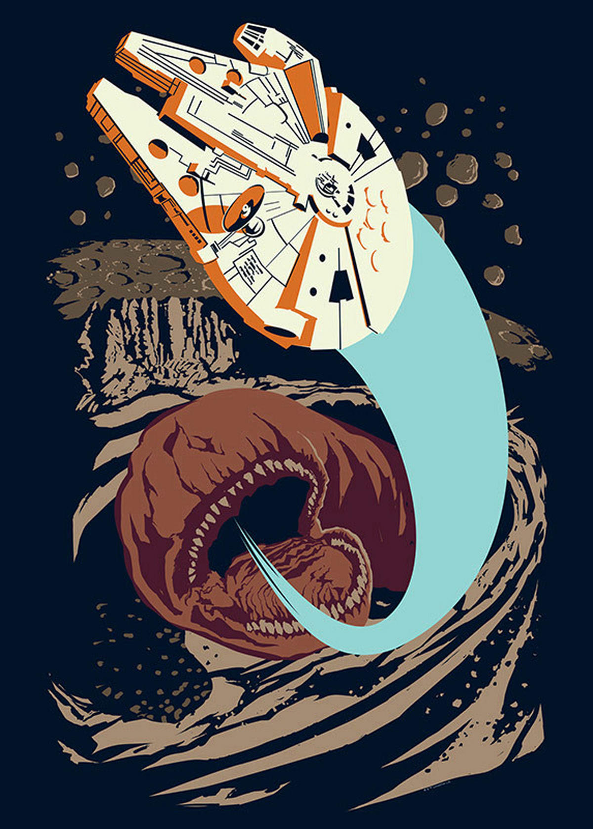 Komar Poster Star Wars Classic Vector Asteroid W Star Wars - Millenium Falcon B/L: ca. 50x70 cm Star Wars Classic Vector Asteroid W - (50,00/70,00cm) - Komar