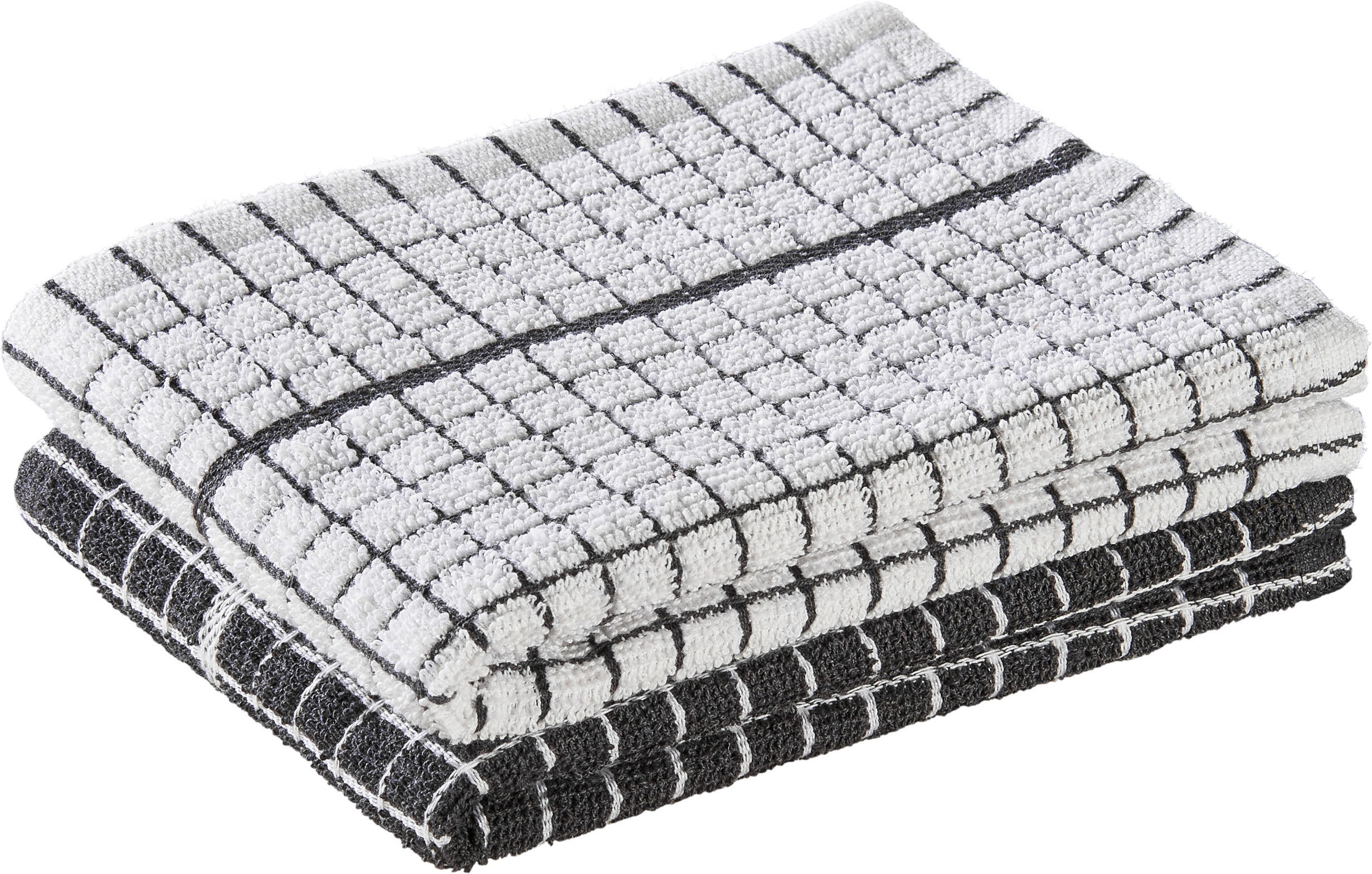 Geschirrtuch Geschirrtuch_Frottee_2erPack grau - weiß/grau (40,00/60,00cm) - POCOline