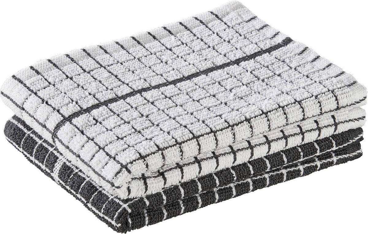 Geschirrtuch Geschirrtuch_Frottee_2erPack grau - weiß/grau (40,00/60,00cm) - POCOline