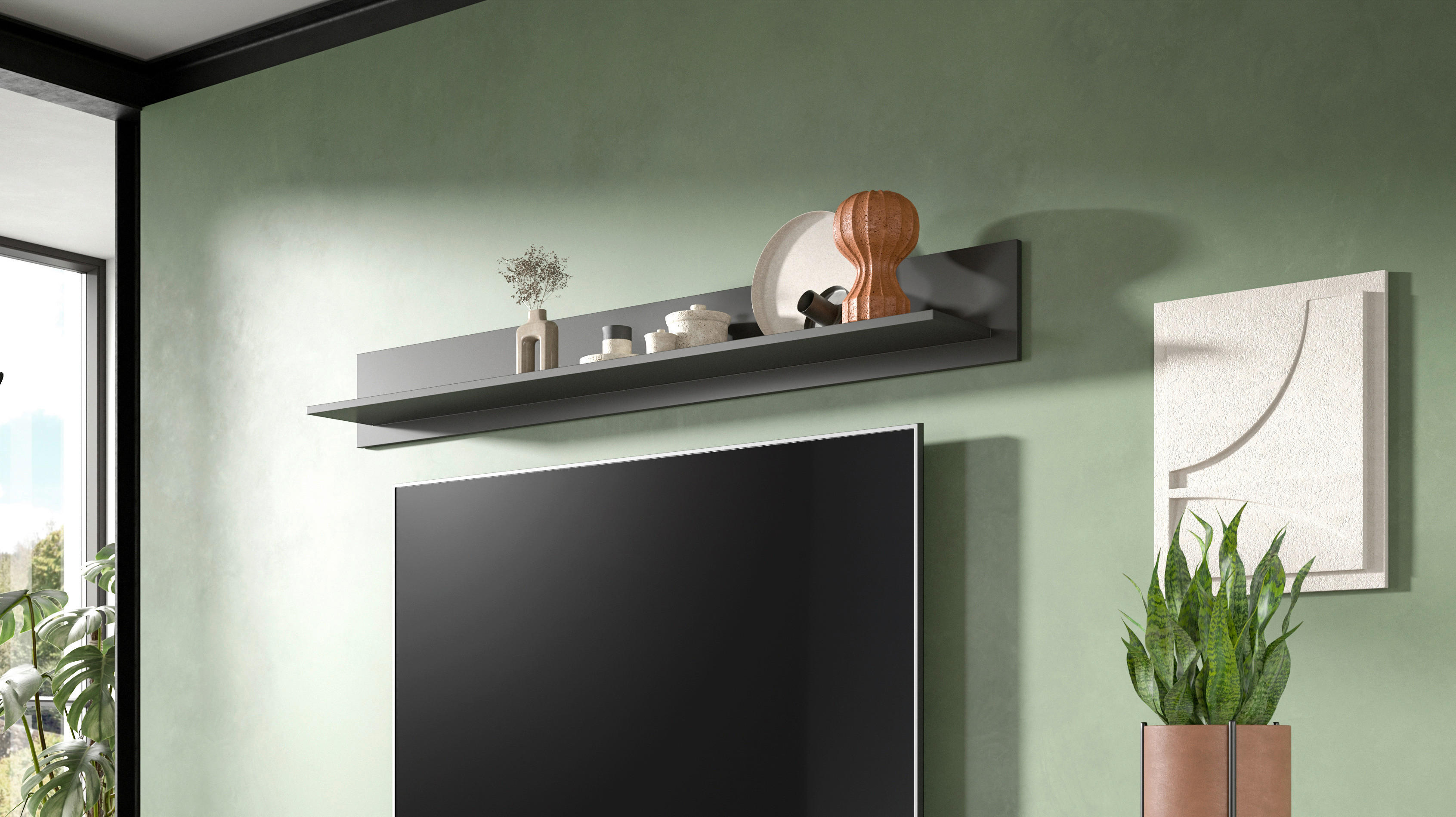 Wandboard LINEA grau matt B/H/T: ca. 160x20x20 cm LINEA - grau (160,00/20,00/20,00cm) - xonox.home