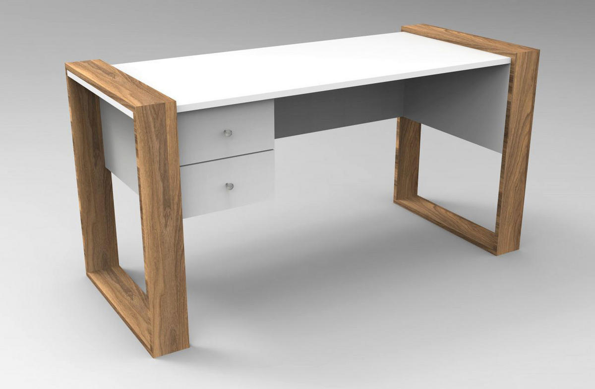 Schreibtisch Lord weiß walnuss Nachbildung B/H/T: ca. 160x75x60 cm Lord - weiß/walnuss (160,00/75,00/60,00cm) - moebel17