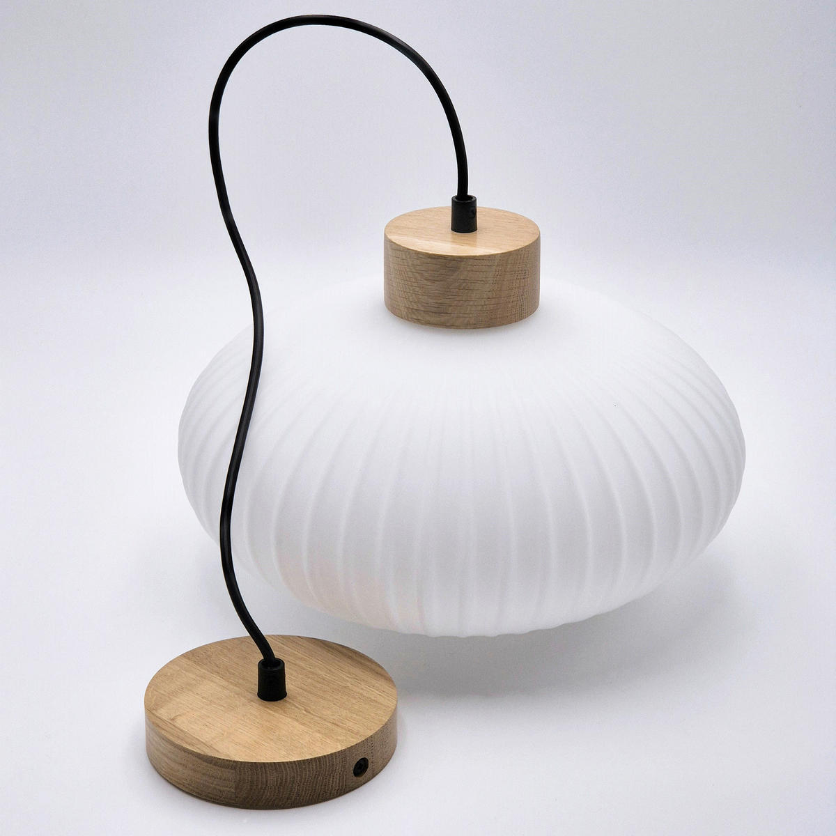 Lamkur Hängeleuchte Eiche weiß Glas Holz B/H/L: ca. 30x102x30 cm 1.0 Brennstellen HARMONY - Eiche/weiß (30,00/30,00/102,00cm) - Lamkur