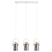 Näve Leuchten Pendelleuchte 7086159 silber Glas Metall B/H/T: ca. 64x141x11,5 cm E27 3 Brennstellen Vidrio - silber (64,00/141,00/11,50cm) - Näve Leuchten