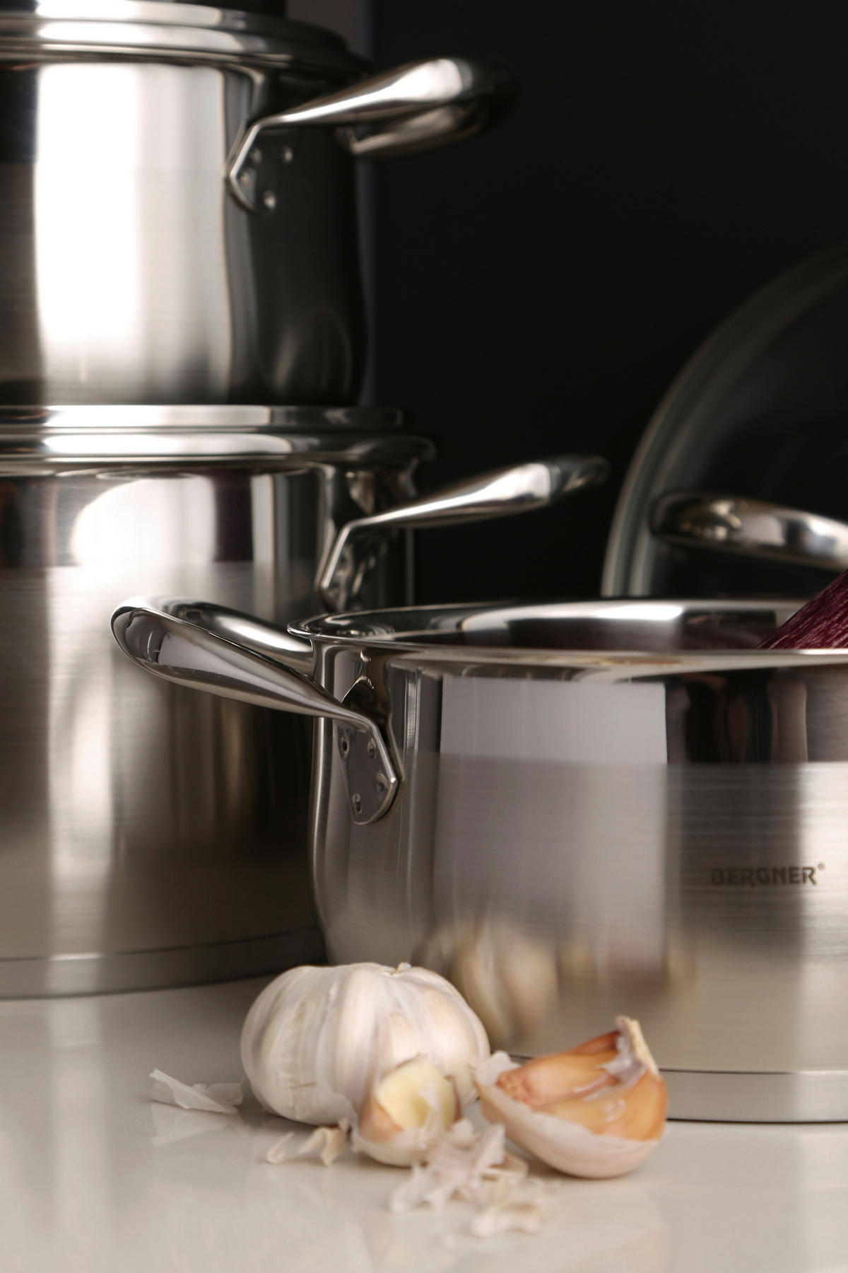 BERGNER Kasserolle GOURMET silber Edelstahl B/H/L/D: ca. 21,5x14x29,5x20 cm GOURMET - silber (29,50/21,50/14,00cm) - BERGNER