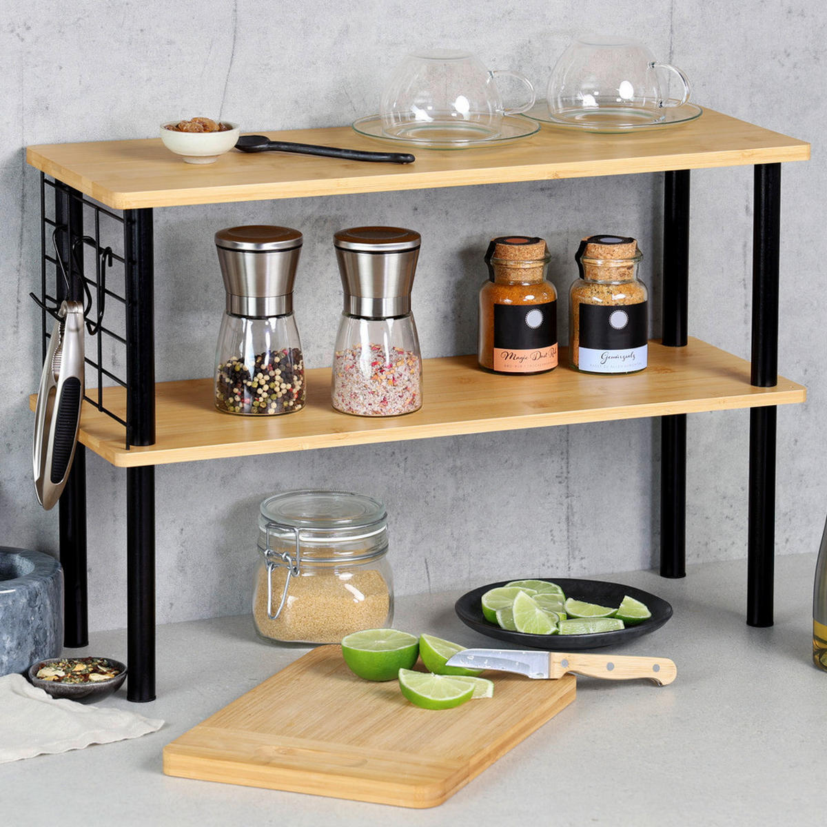 Kesper Küchenregal schwarz Bambus B/H/L: ca. 20x38x55 cm Küchenregal - braun/schwarz (55,00/20,00/38,00cm) - Kesper