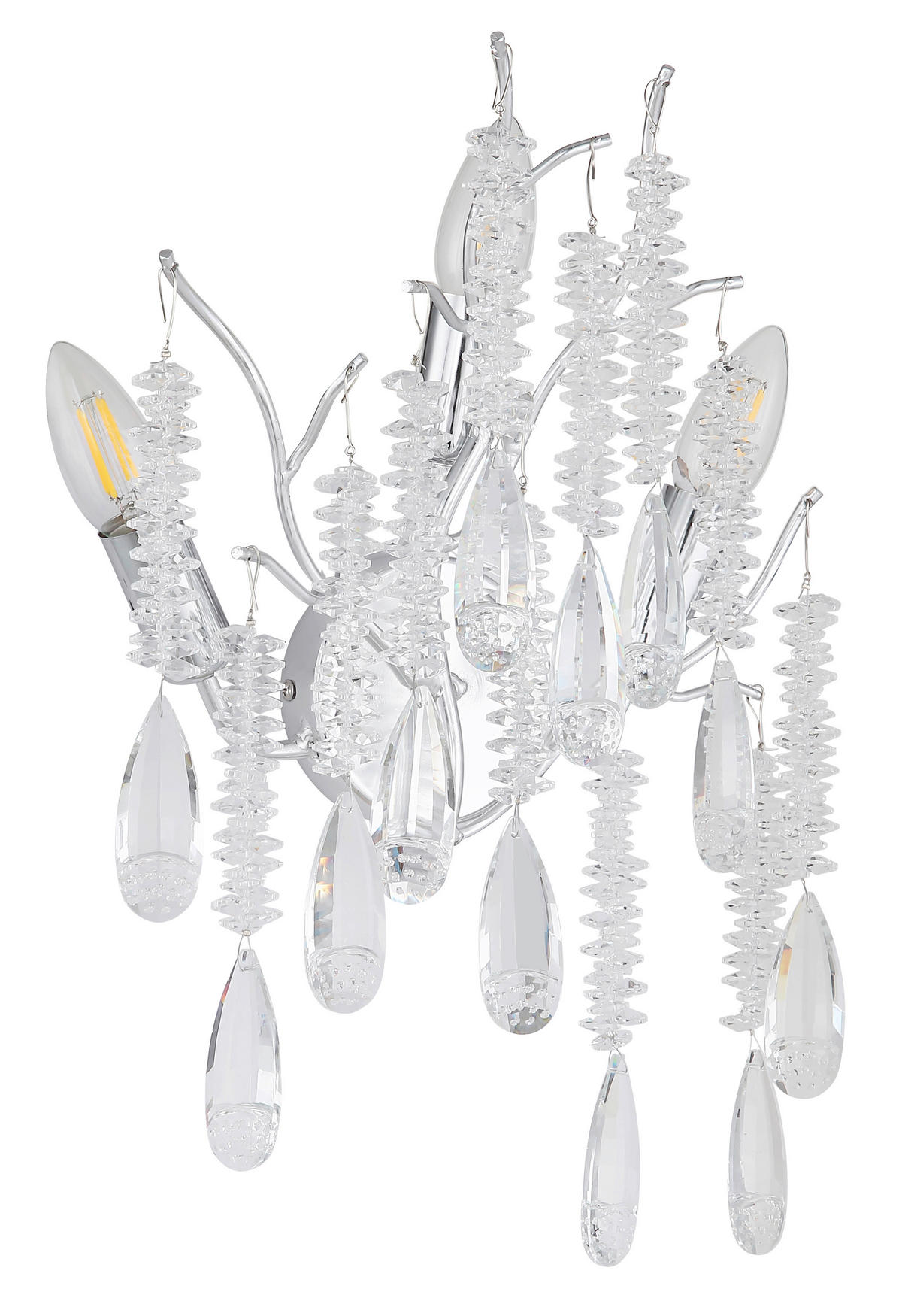 GLOBO Wandleuchte klar silber Glas Metall B/H/L: ca. 12x47x0,5 cm E14 3 Brennstellen Kinga - klar/silber (0,50/12,00/47,00cm) - GLOBO