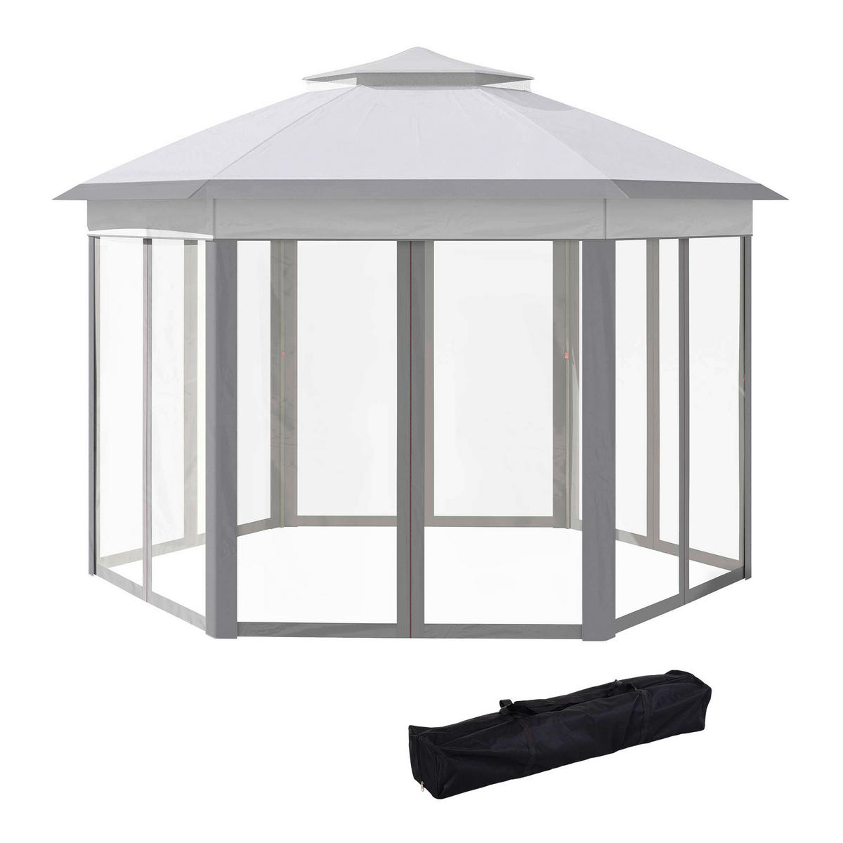 Outsunny Pavillon grau Polyester B/H/L: ca. 405x405x285 cm Pavillon - grau (285,00/405,00/405,00cm) - Outsunny