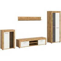 Wohnwand Jam Eiche Wotan Nachbildung weiß B/H/T: ca. 310x169x35 cm Jam - Eiche/weiß (310,00/169,00/35,00cm) - xonox.home