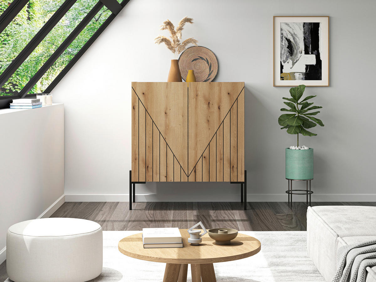 Kommode Neo Evoke Oak Nachbildung schwarz B/H/T: ca. 80x91x40 cm Neo - schwarz (80,00/91,00/40,00cm) - xonox.home