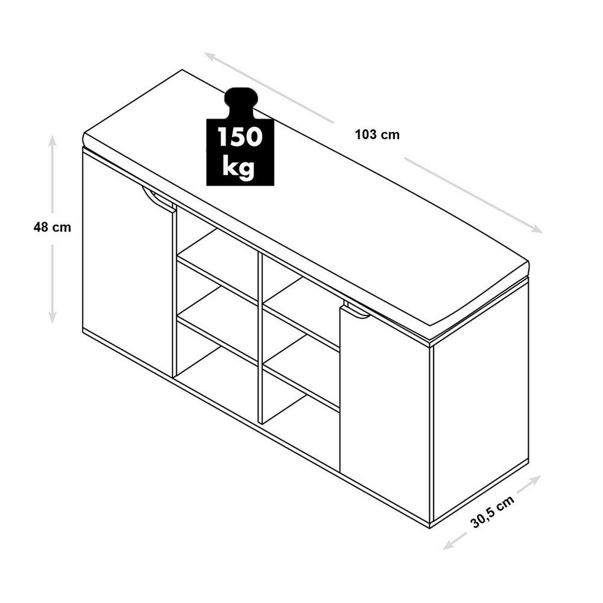 Kesper Schuhschrank mit Sitzkissen weiß Spanplatte B/H/T: ca. 103x48x30,5 cm Schuhschrank_mit_Sitzkissen - weiß/grau (103,00/48,00/30,50cm) - Kesper