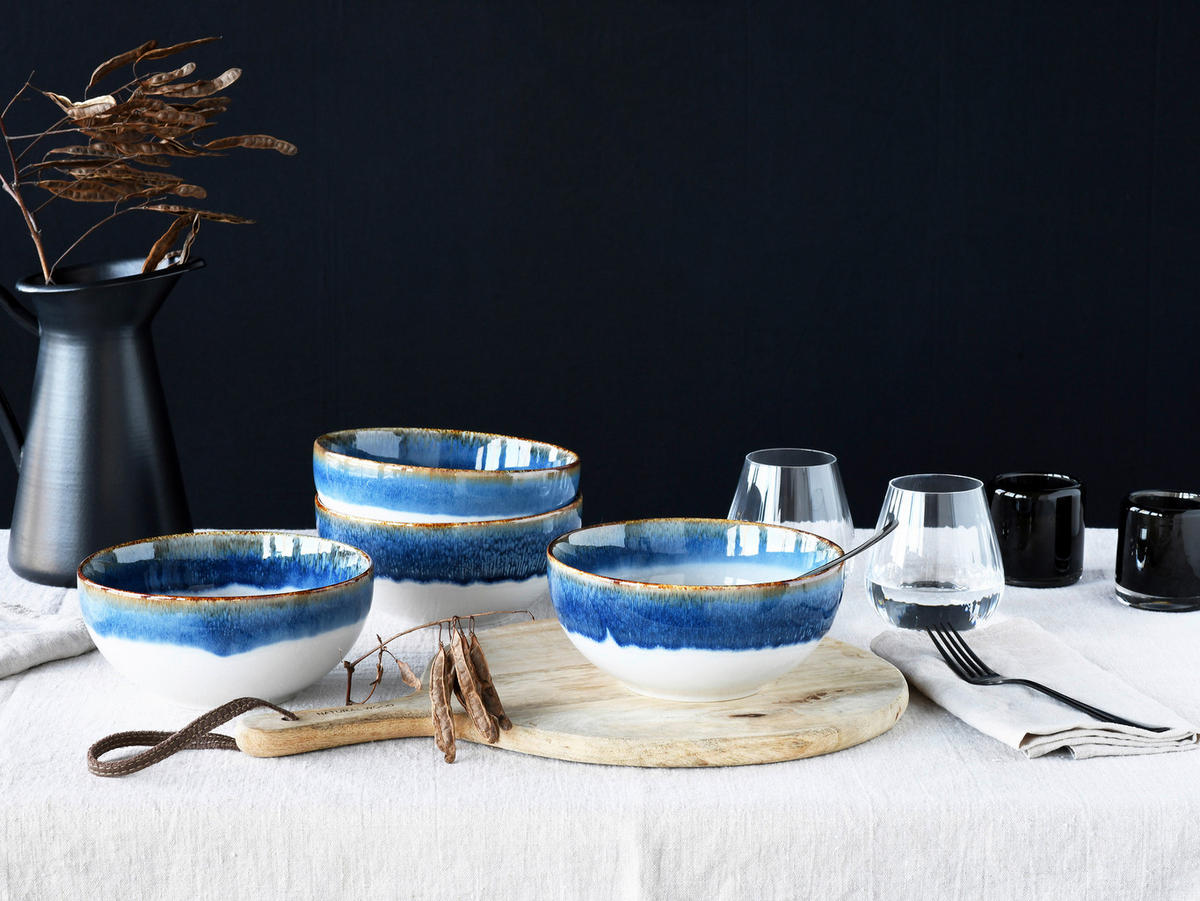 CreaTable Schüssel-Set Cascade blau Steinzeug Cascade - blau - CreaTable