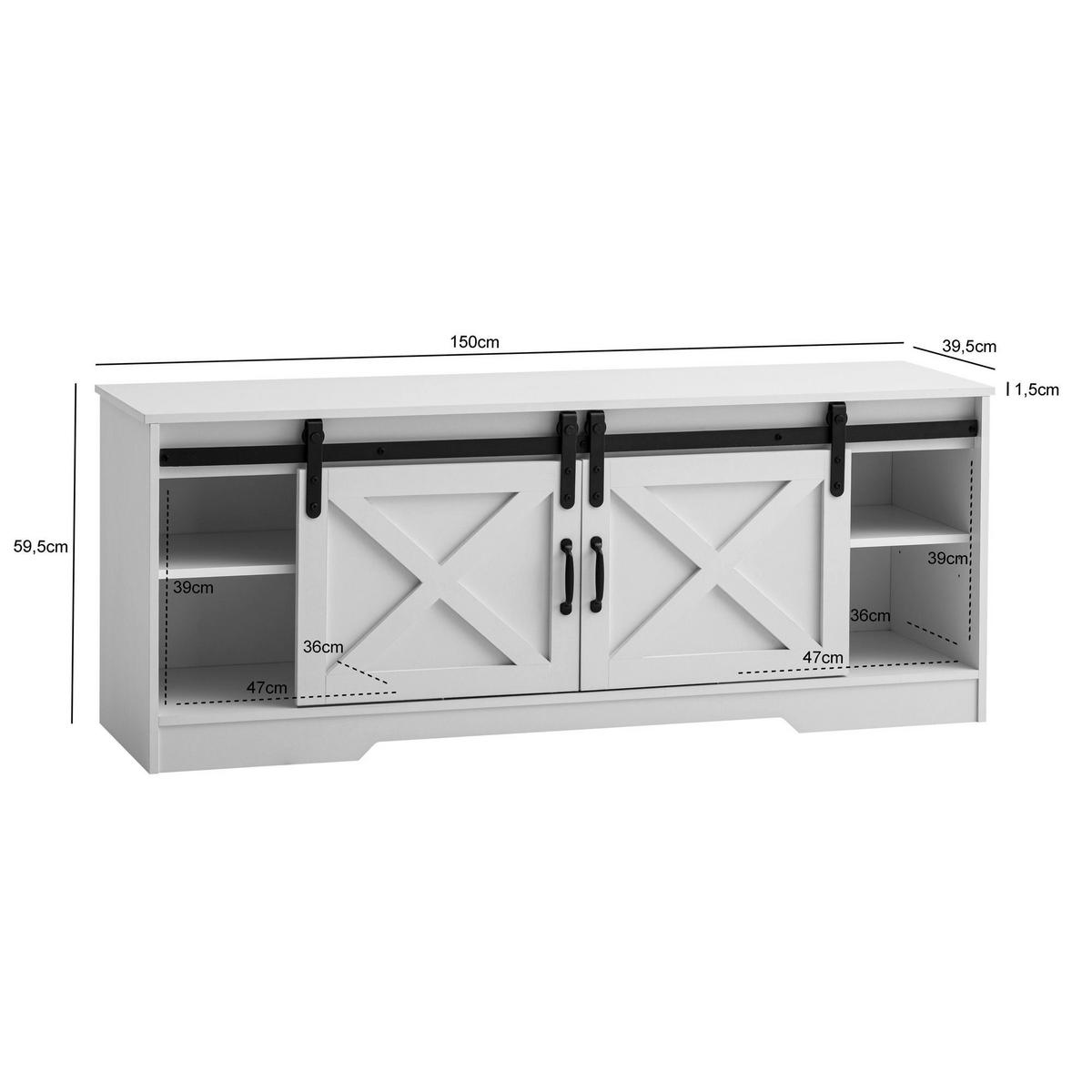 Lowboard weiß B/H/T: ca. 150x59,5x39,5 cm TV & Lowboard - weiß (150,00/59,50/39,50cm) - Wohnling