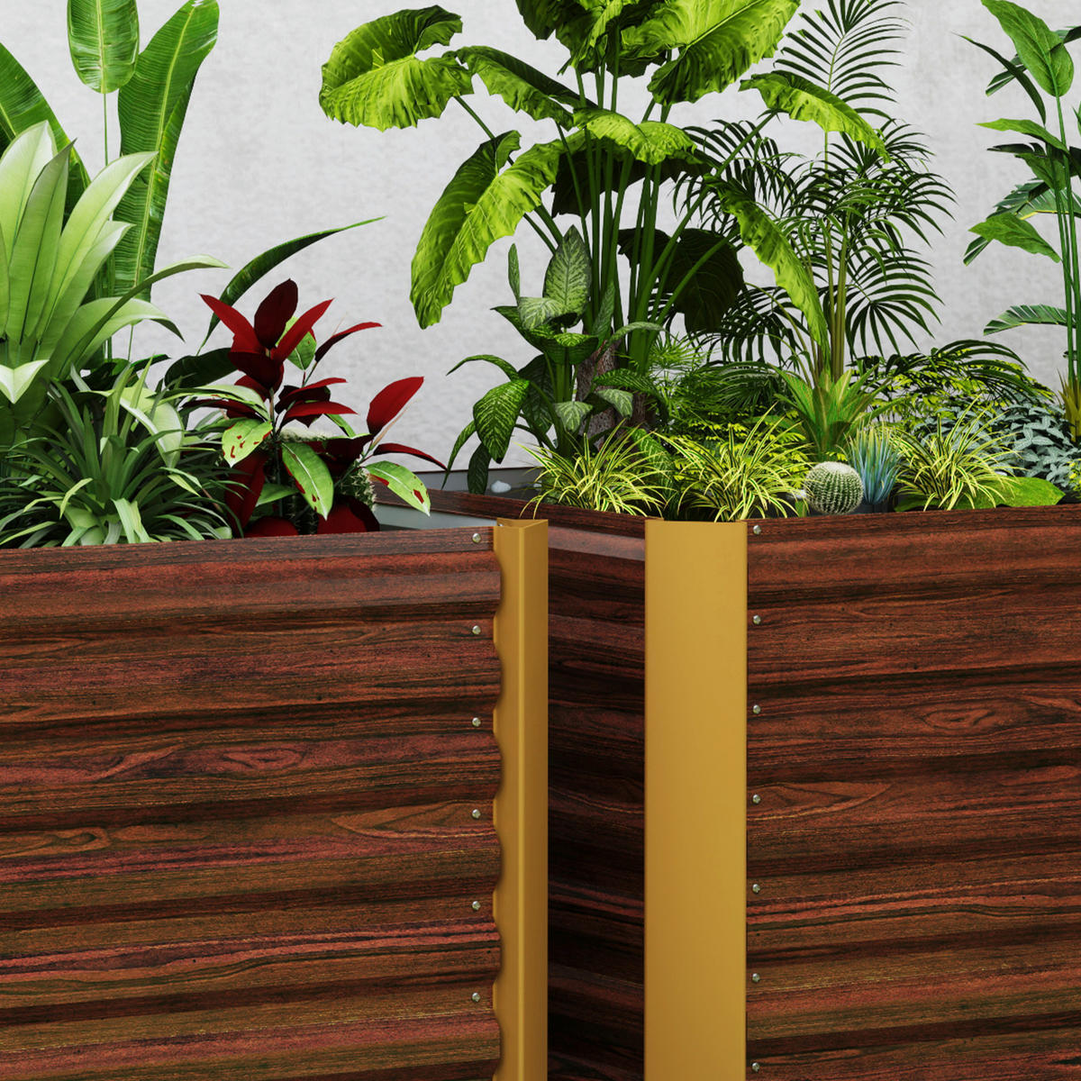 Outsunny Hochbeet 2er Set braun Stahl B/H/L: ca. 60x60x120 cm Hochbeet 2er Set - braun (120,00/60,00/60,00cm) - Outsunny