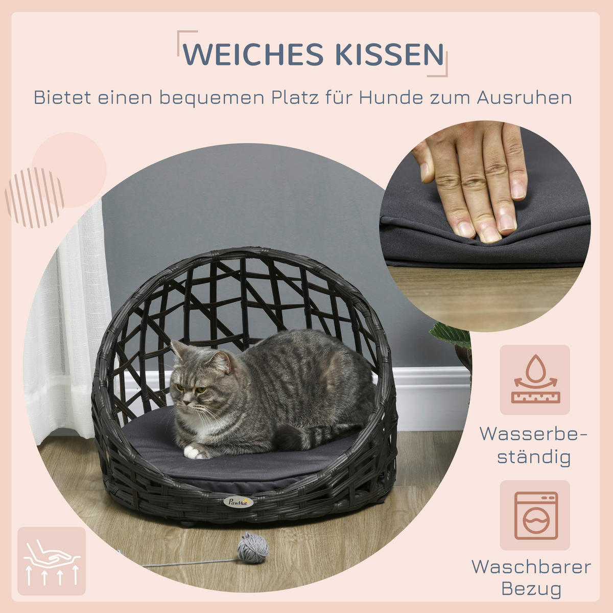 PawHut Hunde-Zubehör schwarz Edelstahl B/H/L: ca. 51x51x41 cm Hundehütte - schwarz (41,00/51,00/51,00cm) - PawHut