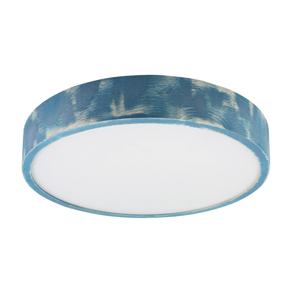 Lamkur Deckenleuchte hellbraun blau Holz Glas B/H/L: ca. 48x48x10 cm 3 Brennstellen Eveline - blau/hellbraun (10,00/48,00/48,00cm) - Lamkur