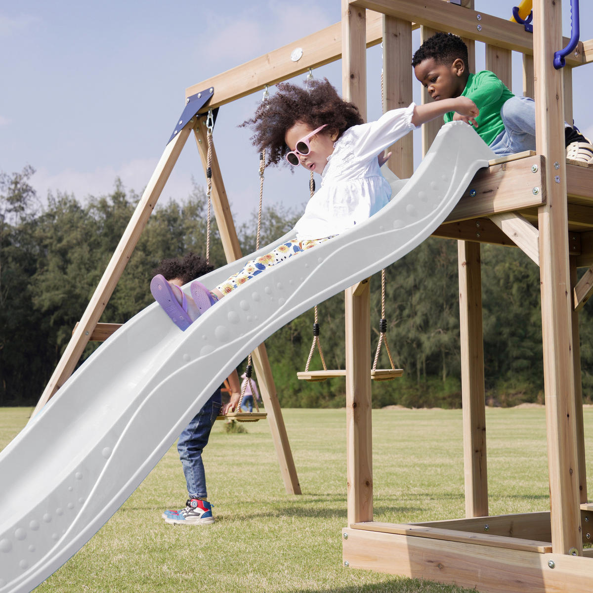 AXI Spielturm Moos braun B/H/L: ca. 342x267x375 cm Moos - braun/weiß (375,00/342,00/267,00cm) - AXI