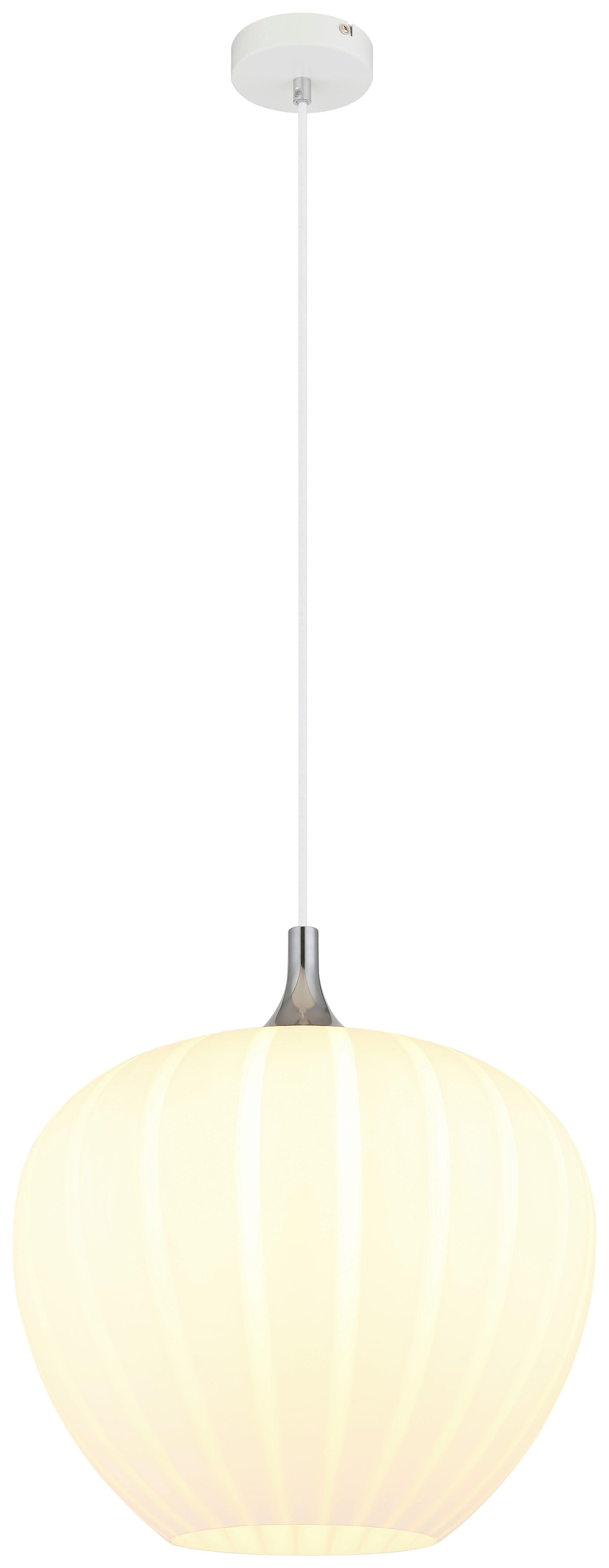 GLOBO Pendelleuchte Opal Chrom weiß Metall Glas H/D: ca. 120x40 cm E27 1 Brennstellen MAXY - weiß/Opal (40,00/120,00cm) - GLOBO