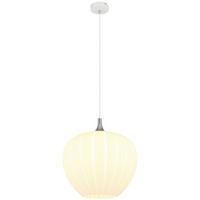 GLOBO Pendelleuchte Opal Chrom weiß Metall Glas H/D: ca. 120x40 cm E27 1 Brennstellen MAXY - weiß/Opal (40,00/120,00cm) - GLOBO