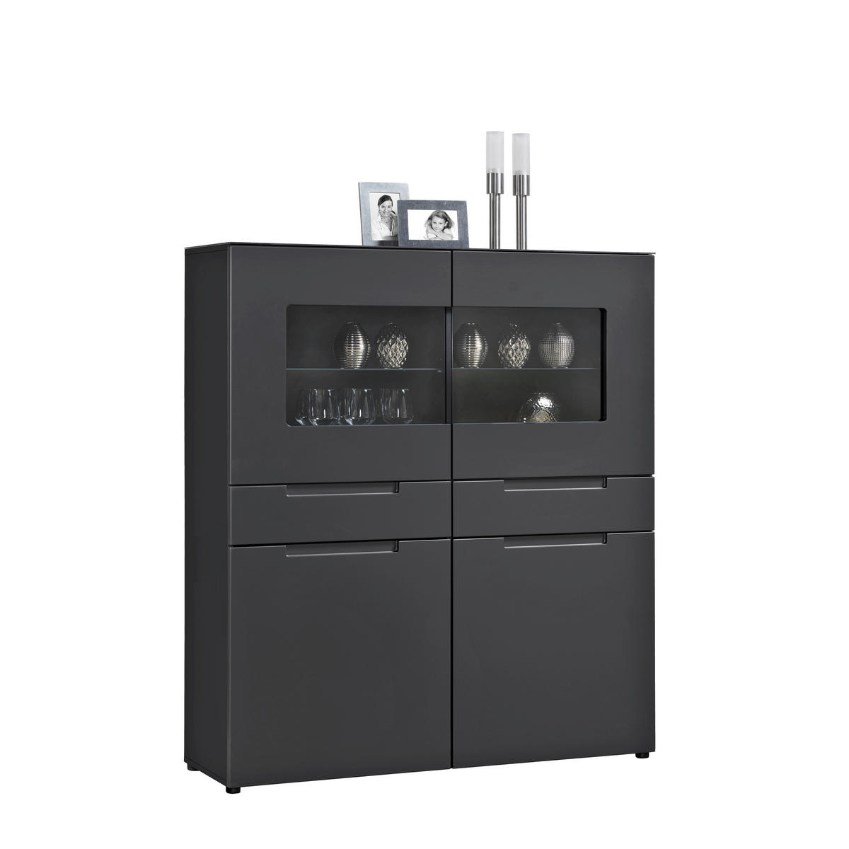 Highboard Mailand anthrazit matt MDF B/H/T: ca. 128x147x40 cm Mailand - anthrazit (128,00/147,00/40,00cm)