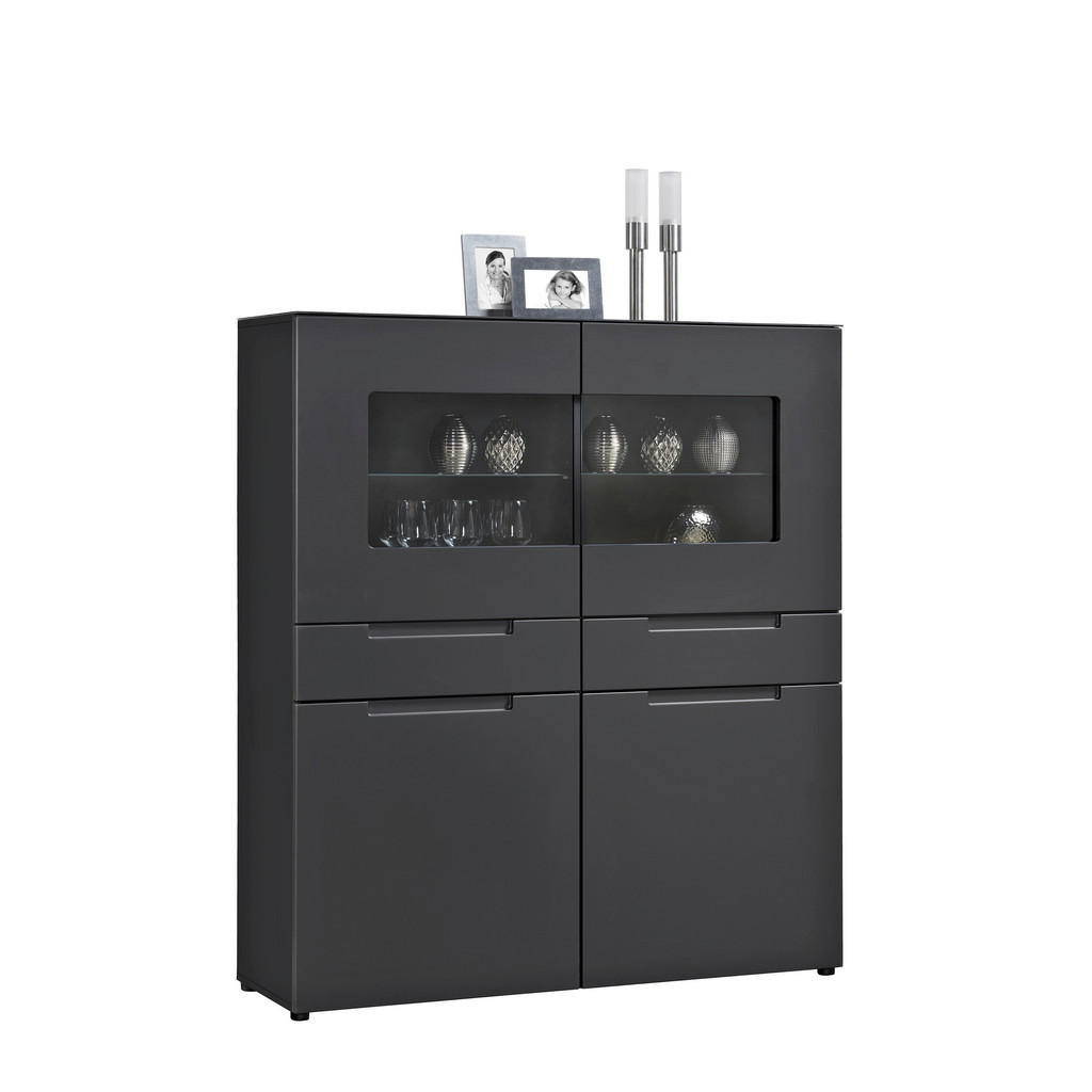 Thumbnail - Highboard Mailand anthrazit matt MDF B/H/T: ca. 128x147x40 cm