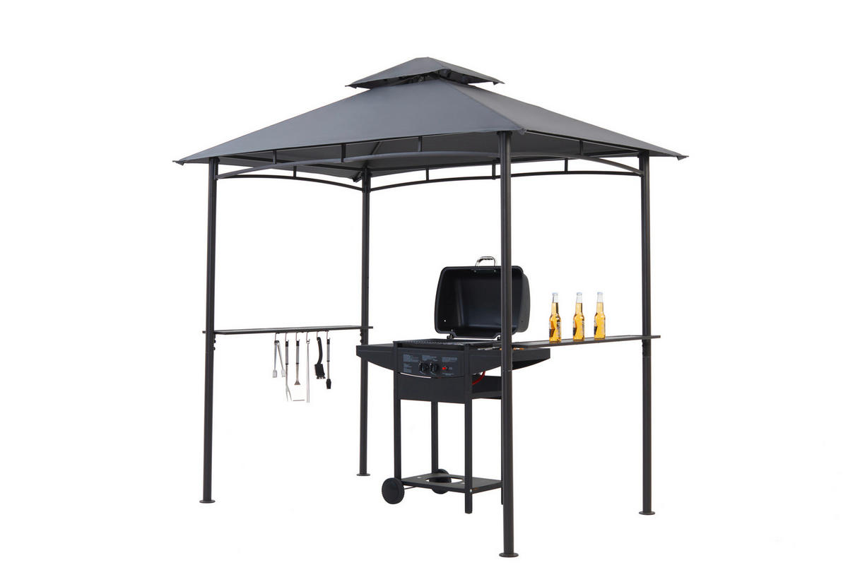 Grasekamp Grillpavillon BBQ grau Polyester B/H/L: ca. 152x250x244 cm BBQ - anthrazit/grau (244,00/152,00/250,00cm) - Grasekamp