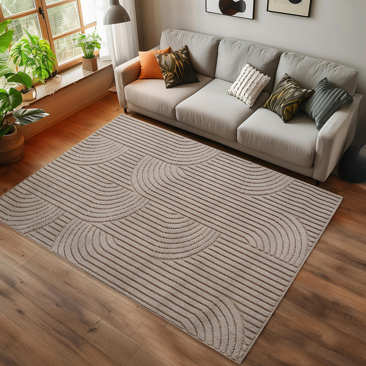 Ayyildiz Kurzflorteppich HELIX beige B/H/L: ca. 240x0,7x340 cm HELIX - beige (340,00/240,00/0,70cm) - Ayyildiz