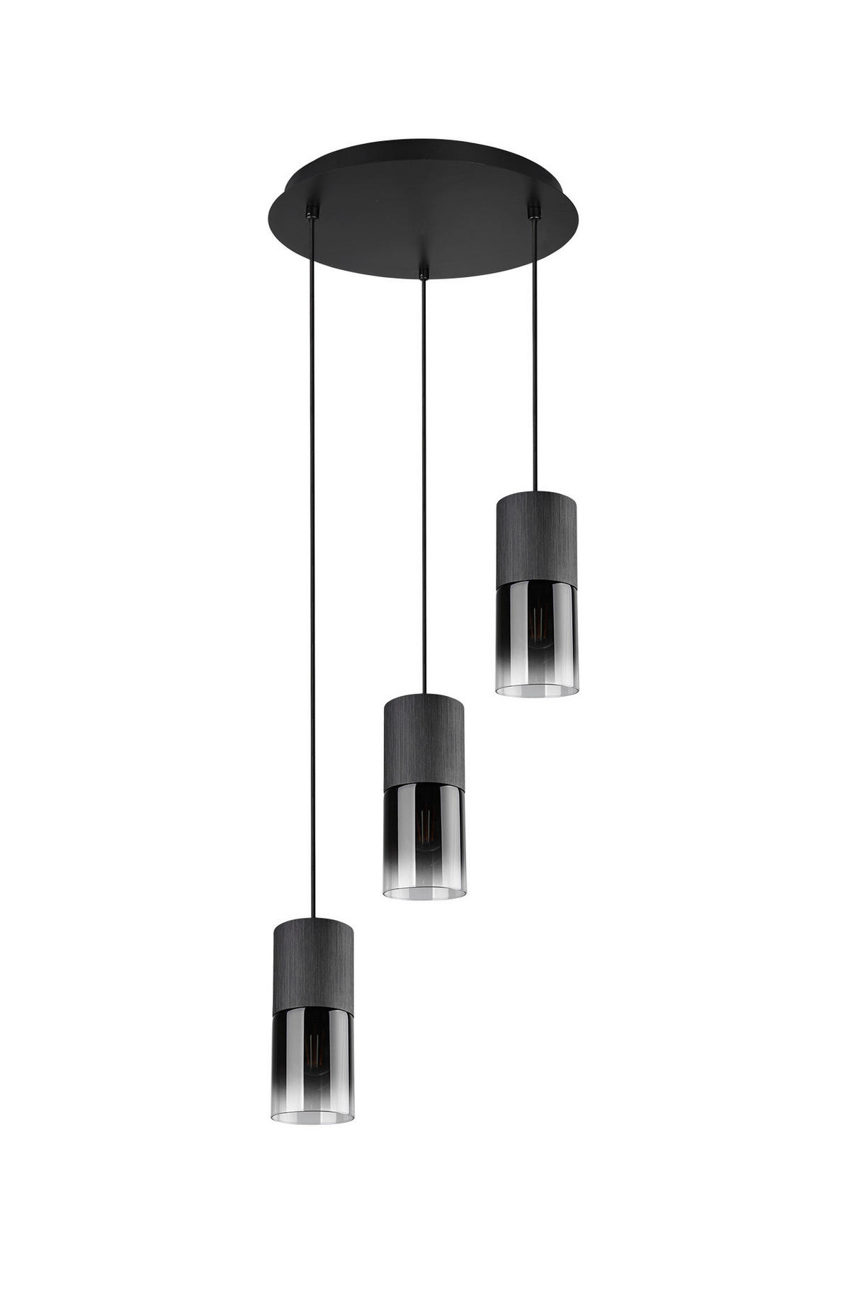 Reality Pendelleuchte 310630332 schwarz Rauch Glas Metall B/H: ca. 35x150 cm E27 3 Brennstellen Pendelleuchte_Robin - schwarz/Rauch (35,00/150,00cm) - Reality