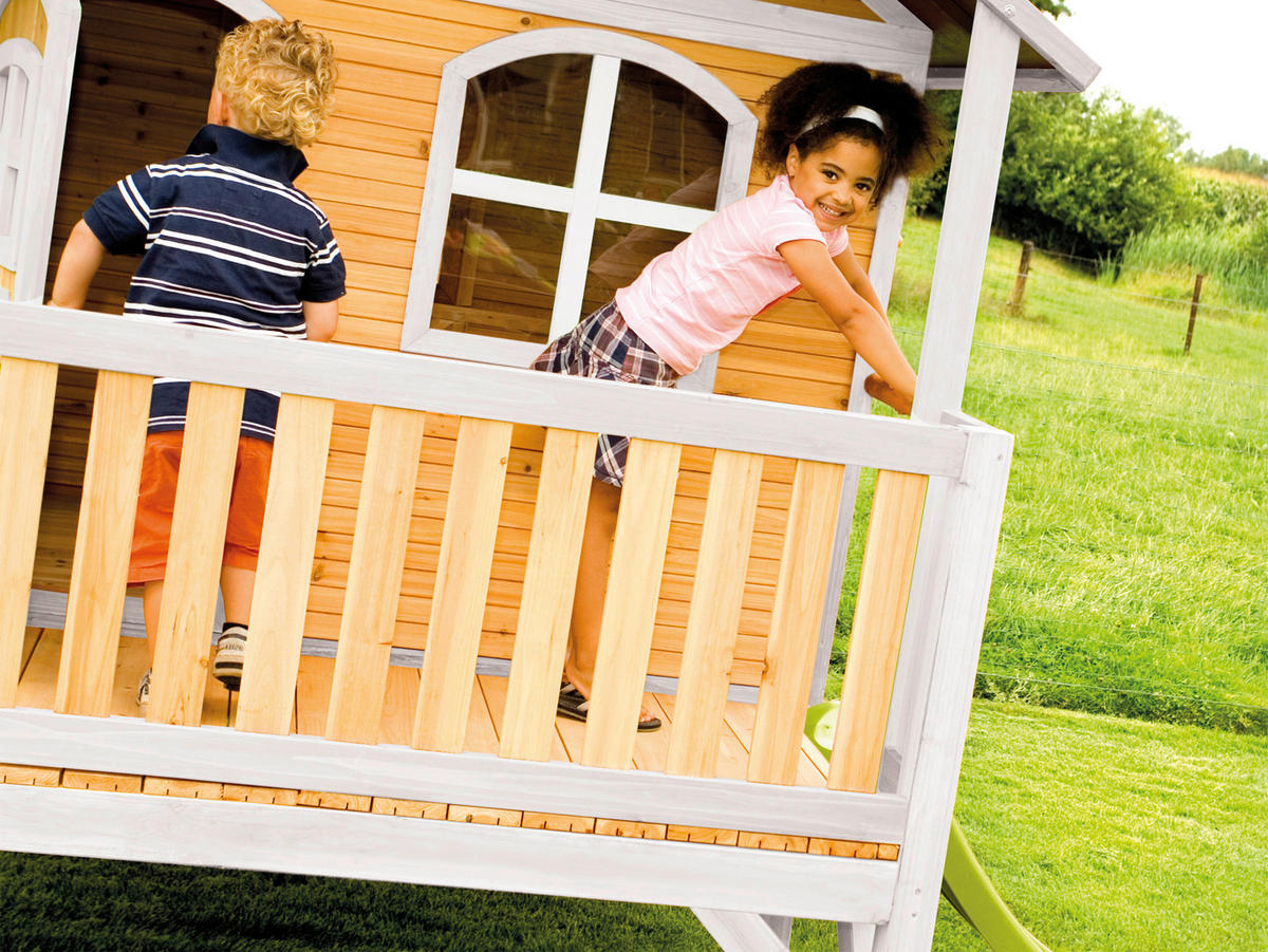 AXI Spielhaus Stef braun B/H/L: ca. 349x233x212 cm Stef - braun/weiß (212,00/349,00/233,00cm) - AXI
