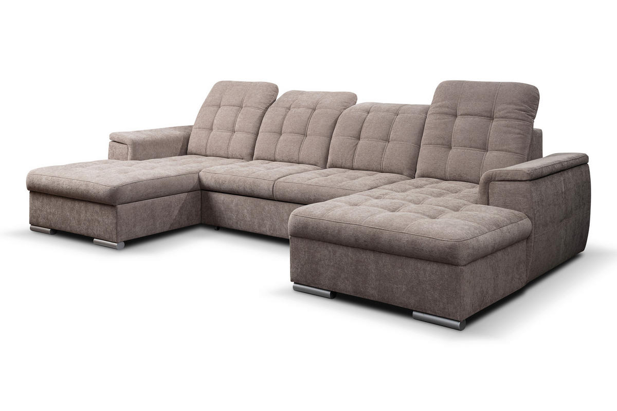Wohnlandschaft Nadja stone Microfaser B/H/T: ca. 330x105x174 cm Nadja - schwarz/stone (330,00/105,00/174,00cm)