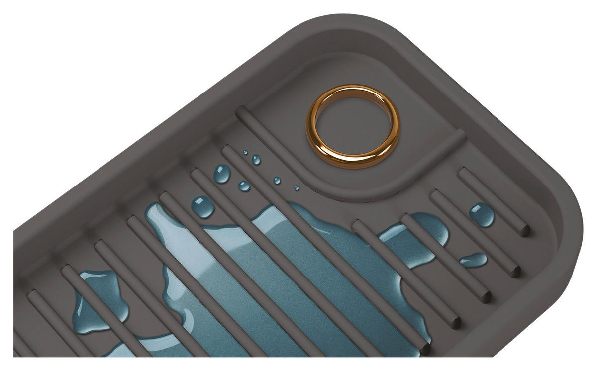 Metaltex Haushaltshelfer grau Silikon B/H/L: ca. 9x27x1,2 cm Spülbeckenorganizer_Tidy-Mat - grau (1,20/9,00/27,00cm) - Metaltex