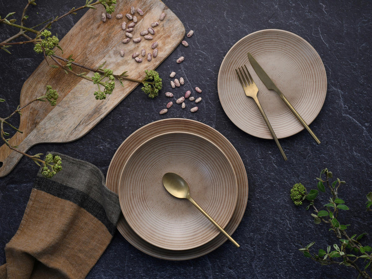 CreaTable Kombiservice Catania sand Steinzeug 16 tlg. Catania - sand (38,00/36,00/37,00cm) - CreaTable