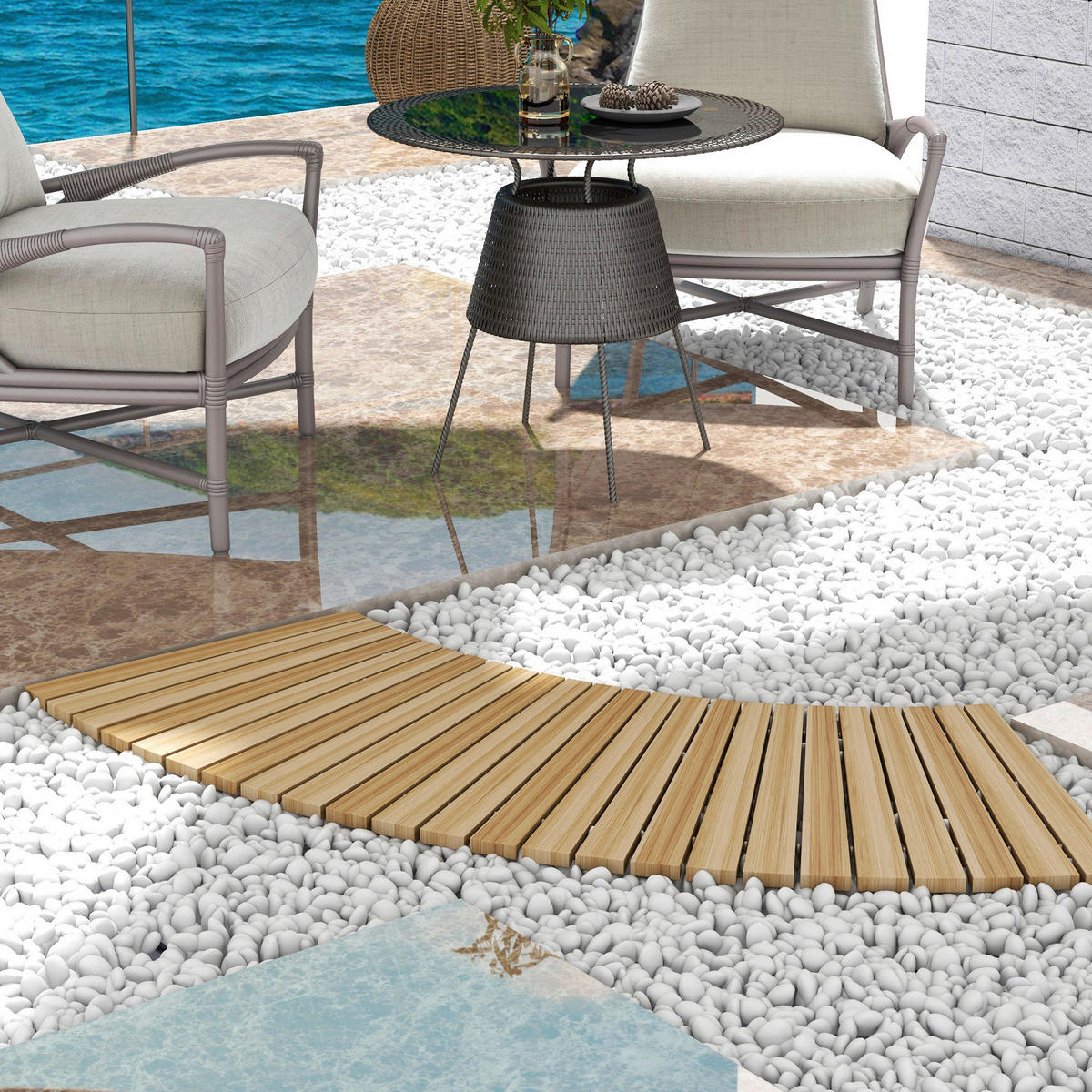Outsunny Gartenweg natur B/H/L: ca. 47x1x120 cm Gartenweg - natur (120,00/47,00/1,00cm) - Outsunny