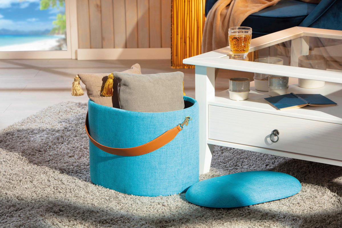 Inter Link Hocker Dilia hellblau MDF B/H/T: ca. 42x36x30 cm Dilia - hellblau (42,00/36,00/30,00cm) - Inter Link