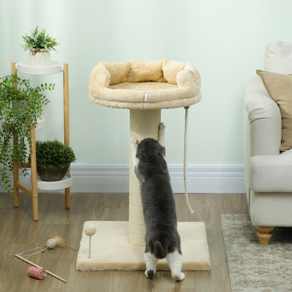 PawHut Kratzbaum beige Plüsch B/H/L: ca. 55x83x55 cm Kratzbaum - beige (55,00/55,00/83,00cm) - PawHut