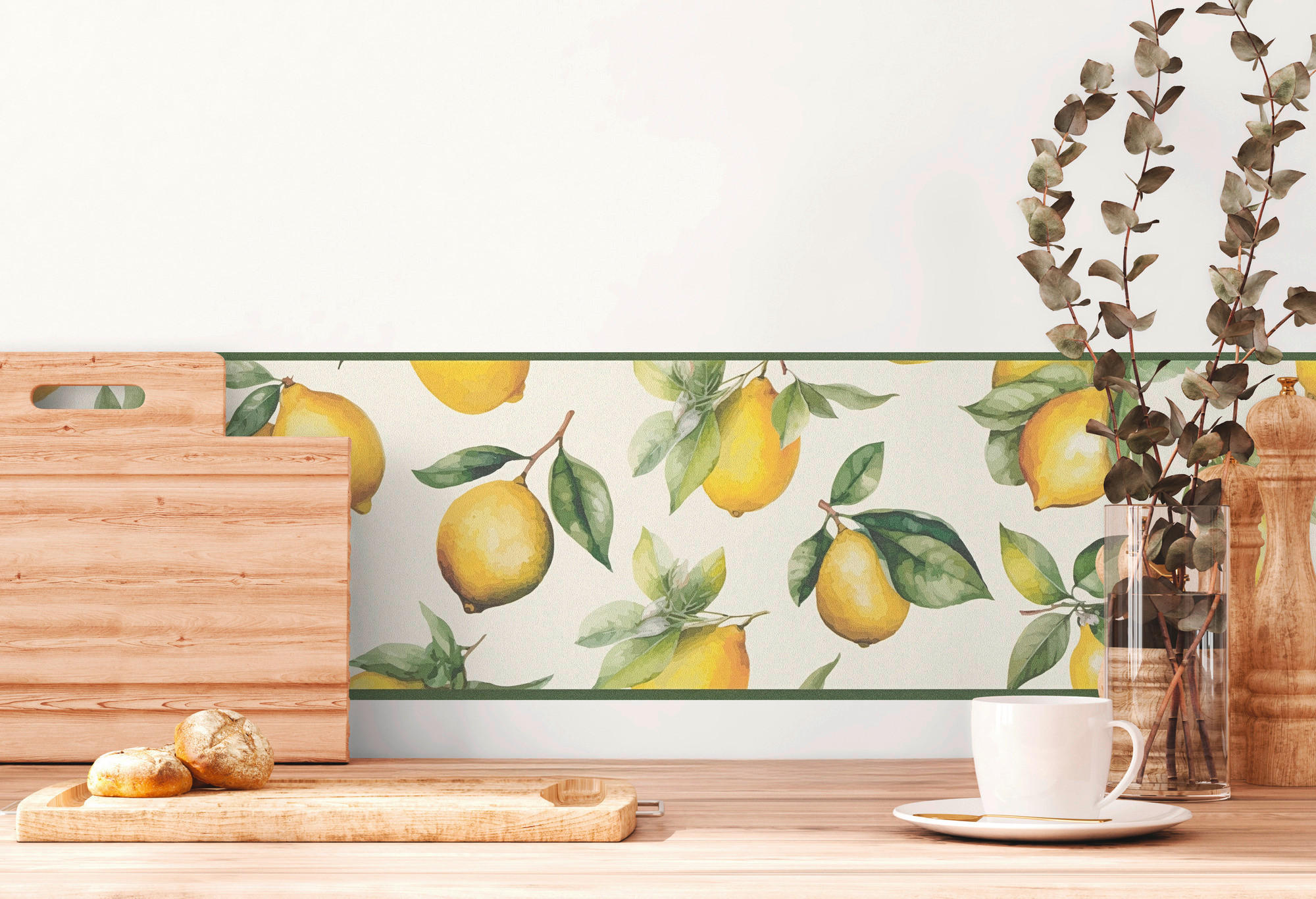 Thumbnail - A.S.Creation Bordüre gelb weiß grün B/H/D: ca. 17x500x6,8 cm