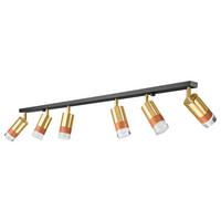 Lamkur Deckenleuchte gold Glas Stahl B/H/L: ca. 8x19x117 cm 6 Brennstellen AURORA - gold (117,00/8,00/19,00cm) - Lamkur