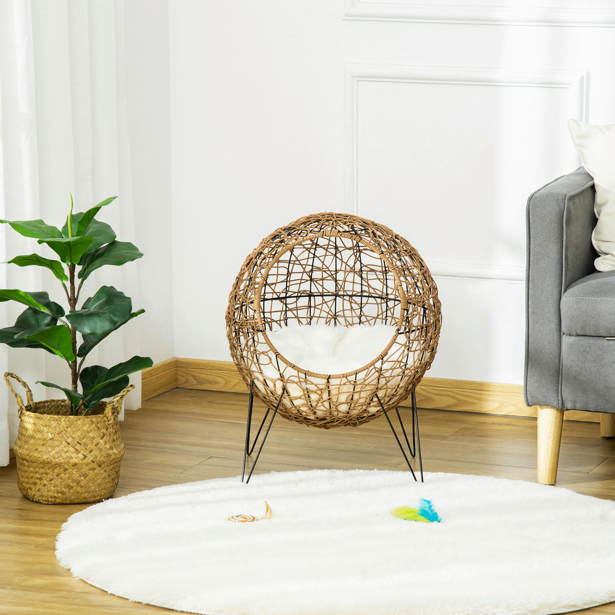 PawHut Katzenhaus natur Kunststoff B/H/L: ca. 45x57x45 cm Katzenhaus - natur (45,00/45,00/57,00cm) - PawHut