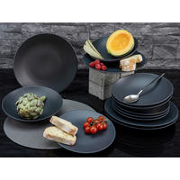 CreaTable Tafelservice Soft Touch mattschwarz Keramik 12 tlg. Soft Touch - mattschwarz - CreaTable
