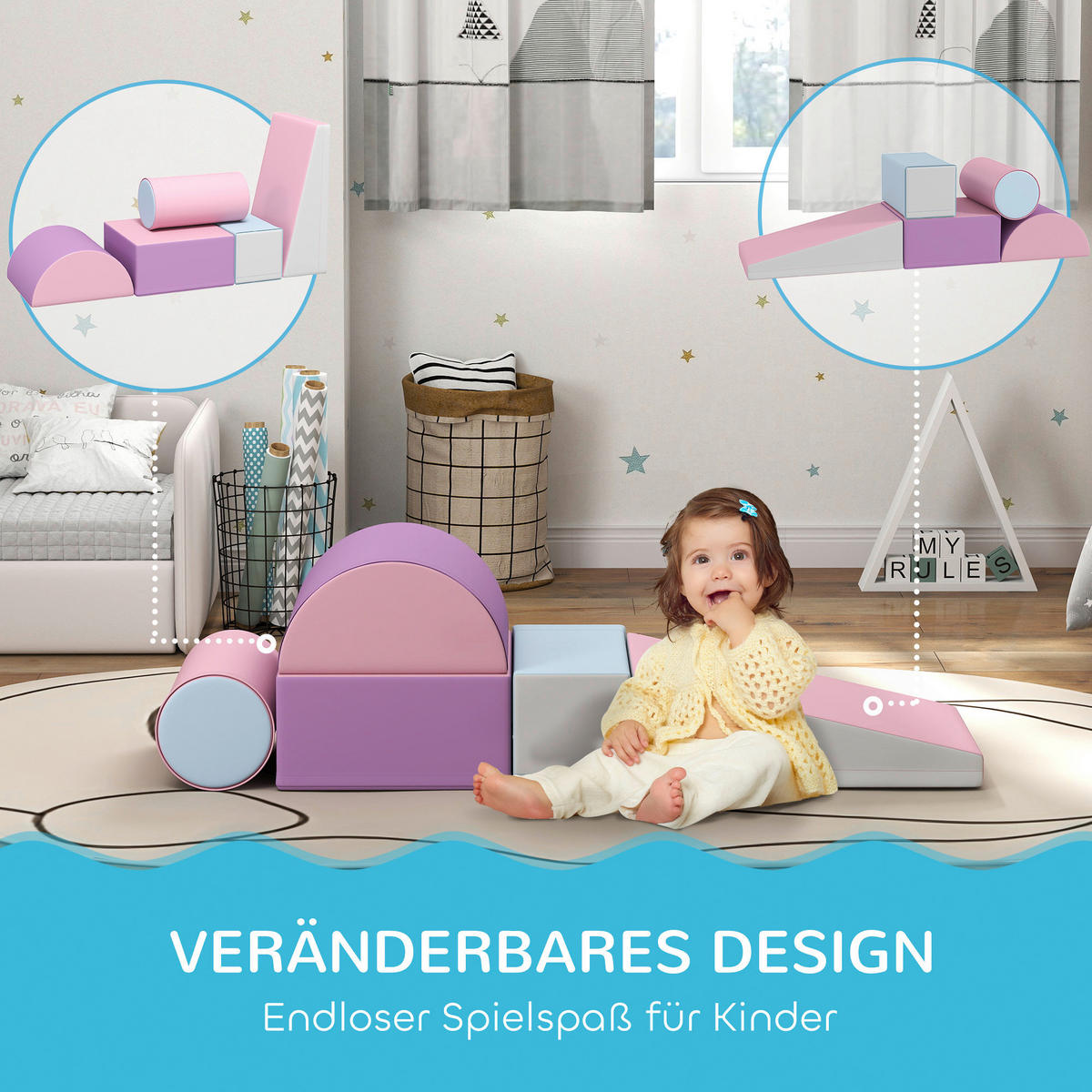 HOMCOM Bausteinset B/H/L: ca. 40,6x20,3x40,6 cm Bausteinset - multicolor (40,60/40,60/20,30cm) - HOMCOM
