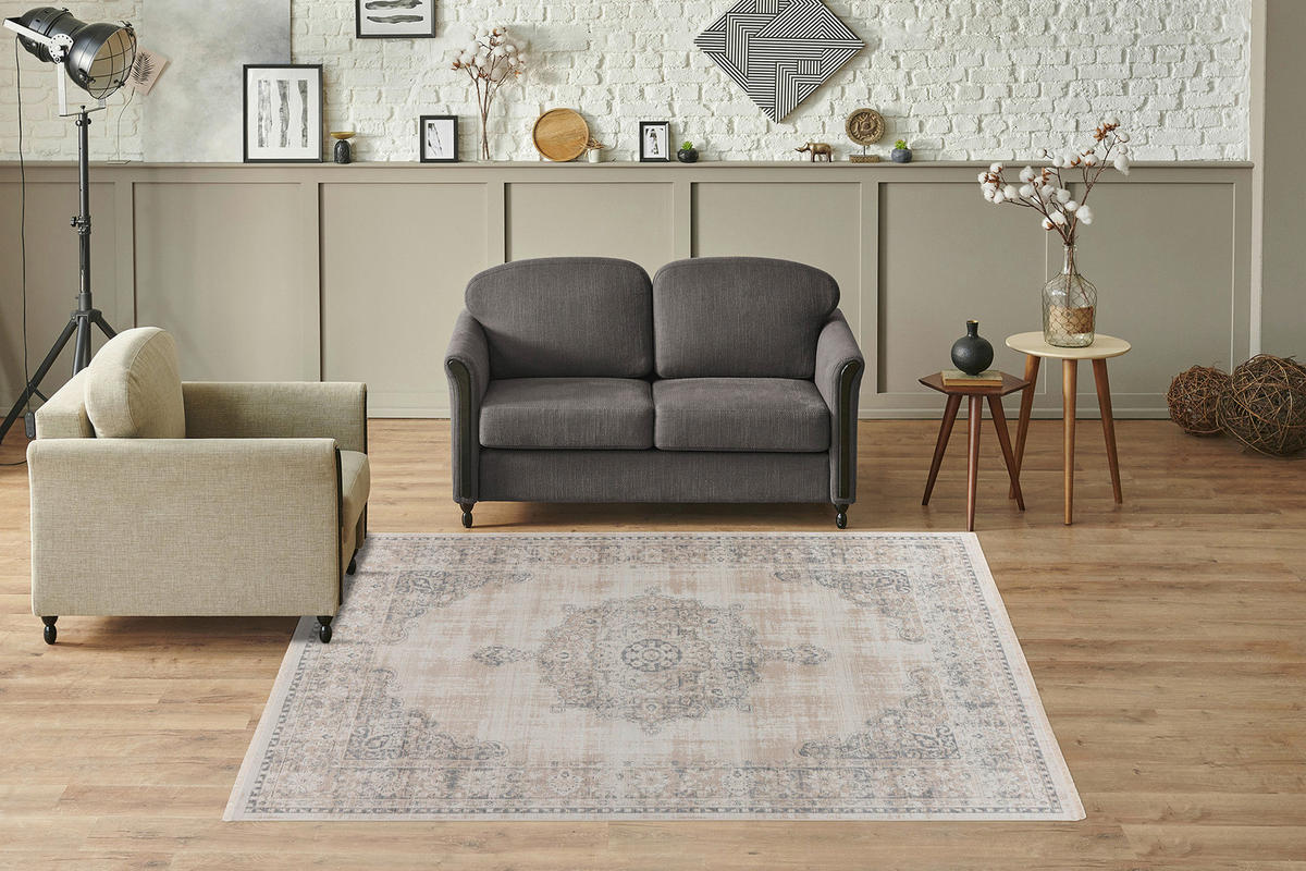 Kayoom Kurzflorteppich Milan 125 grau B/H/L: ca. 160x0,5x230 cm Milan 125 - grau (230,00/160,00/0,50cm) - Kayoom