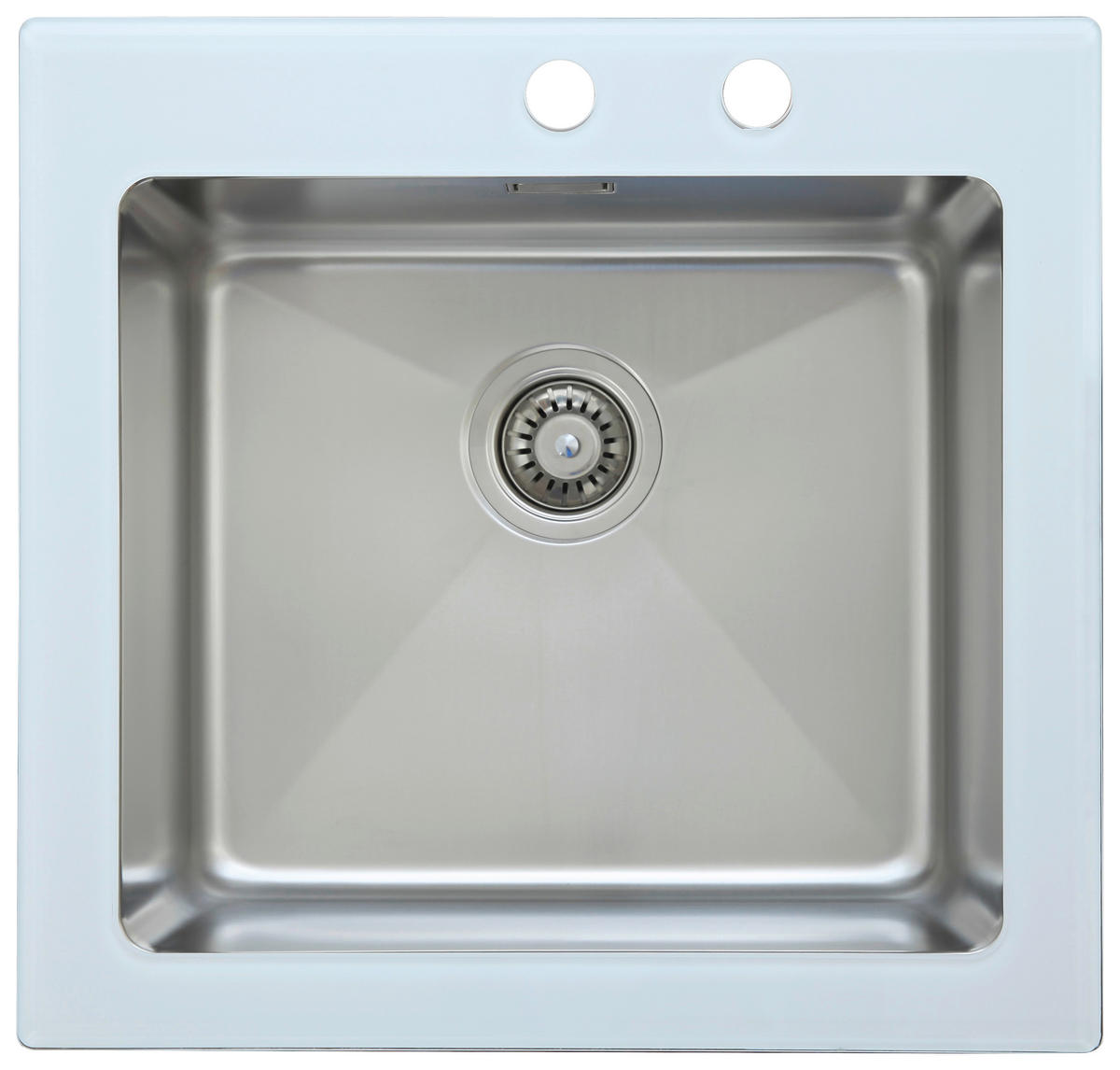Respekta Einbauspüle New York 55 x 53 W weiß Glas Edelstahl B/H/T: ca. 55x21x53 cm New York 55 x 53 W - weiß (55,00/21,00/53,00cm) - Respekta