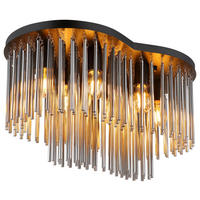 GLOBO Deckenleuchte mattschwarz Rauch Metall Glas B/H/T/L: ca. 35x34,5x60x60 cm E27 6 Brennstellen Gorley - mattschwarz/Rauch (60,00/35,00/34,50cm) - GLOBO