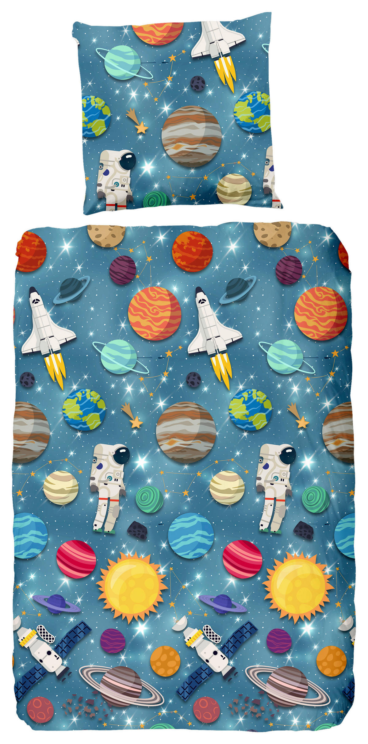 Baumwoll Bettwäsche Spaceworld Flanell Spaceworld - blau (135,00/200,00cm) - Good Morning