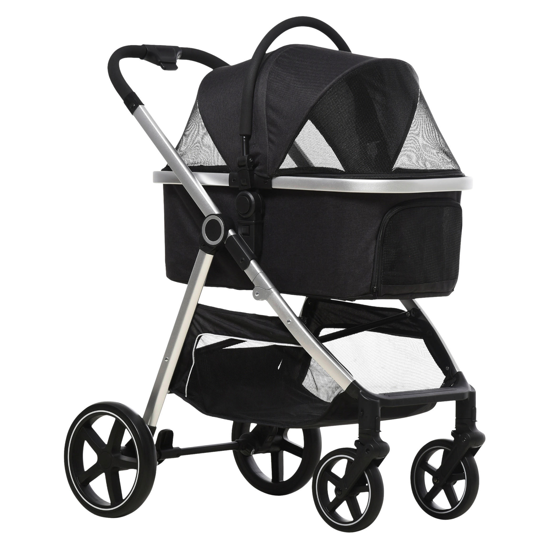PawHut Hunde-Zubehör schwarz Polyester B/H/L: ca. 58x83x102 cm Hundewagen - schwarz (102,00/58,00/83,00cm) - PawHut