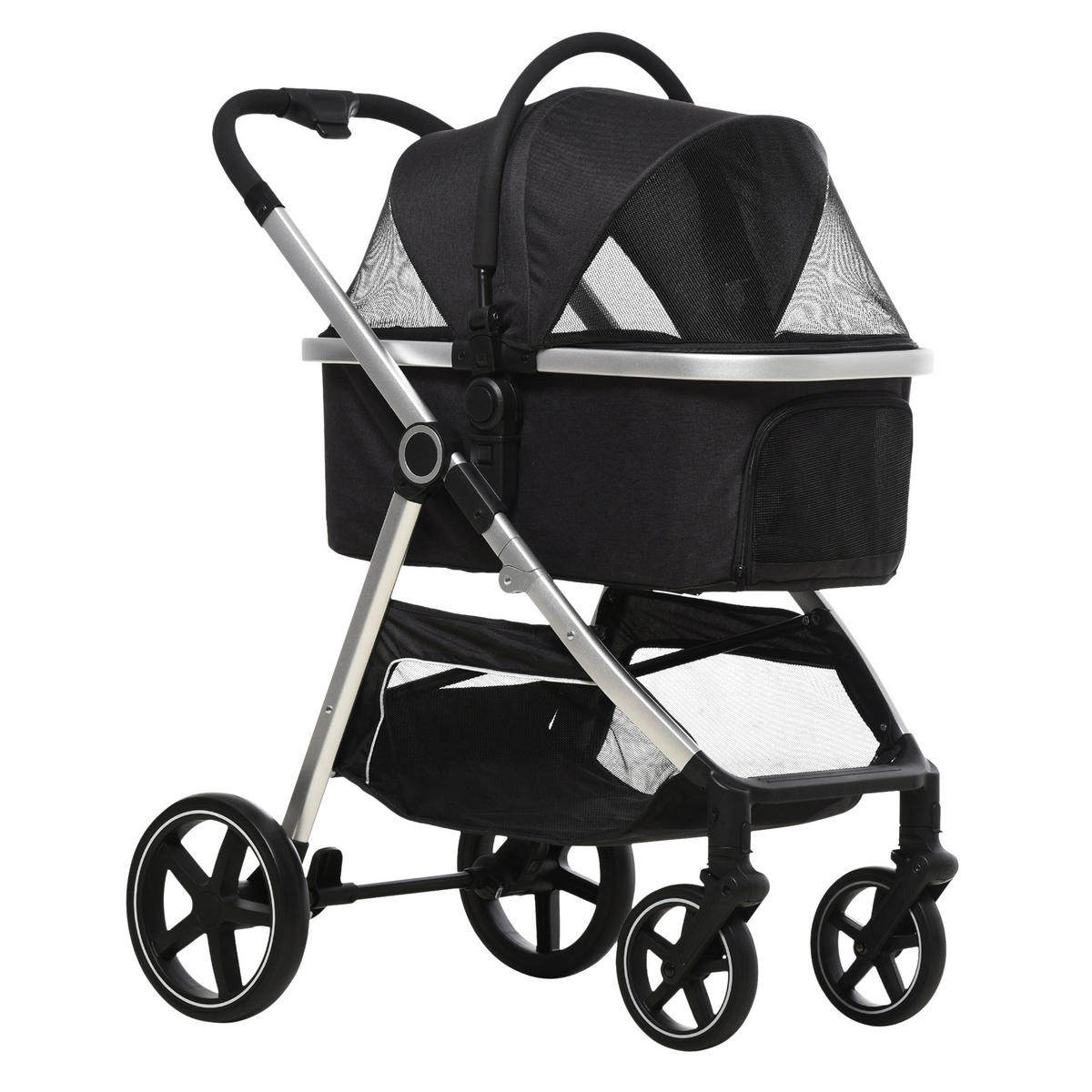 PawHut Hunde-Zubehör schwarz Polyester B/H/L: ca. 58x83x102 cm Hundewagen - schwarz (102,00/58,00/83,00cm) - PawHut