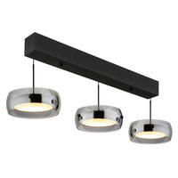 GLOBO LED-Hängeleuchte mattschwarz Rauch Opal Metall Glas Kunststoff B/H/L: ca. 20x120x85 cm 1.0 Brennstellen LIVION - Opal/mattschwarz (85,00/20,00/120,00cm) - GLOBO