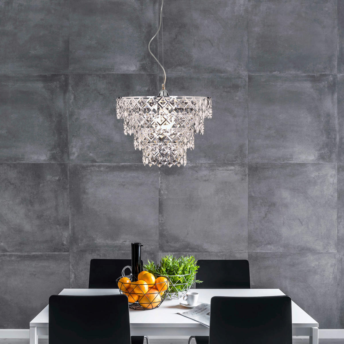 Näve Leuchten Pendelleuchte NV7048942 Chrom Kunststoff Metall B/H/T: ca. 38x120x38 cm E27 1 Brennstellen Fancy - Chrom (38,00/120,00/38,00cm) - Näve Leuchten